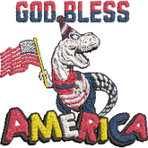 God-Bless-America-Trex-Dino - Embroidery Design - FineryEmbroidery